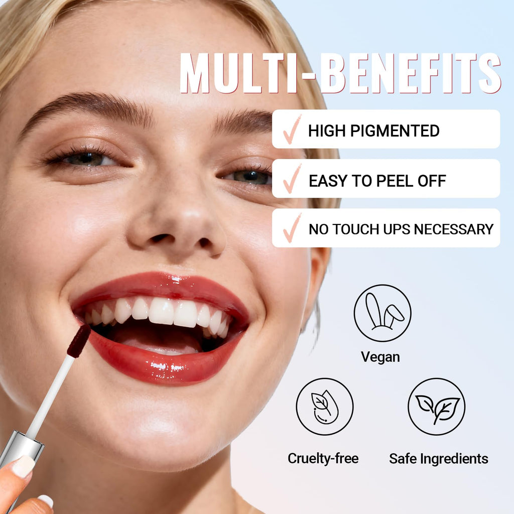 Vevivia Beauty Lip Stain - Lip Liner Stain, Long Lasting Peel Off Lip Stain, Natural Peel Off Lip Liner Stain with Tweezer, Easy to Use, Waterproof, Smudge-proof, Transfer-proof, Nude Pink