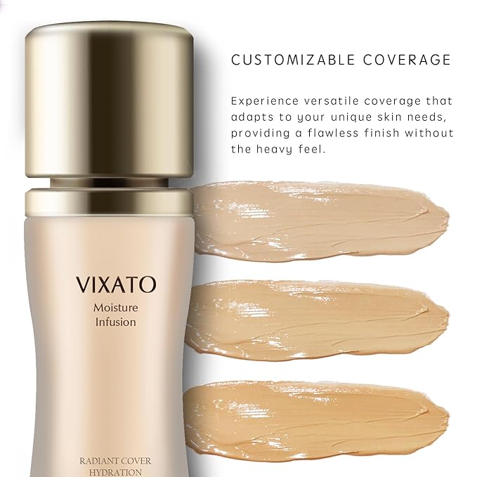 VIXATO Foundation Concealer, 2025 New Full Coverage Moisturizer Liquid Age-Defying Foundations, Hydration Natural Finish & Long Wea for All Skin Types (Bright, One SIze)