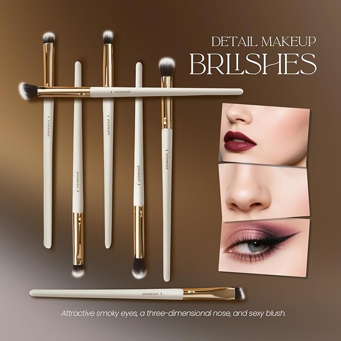 Makeup Brushes Set Professional & Beginner Friendly with Uniquely Designed Case, Soft Synthetic Bristles for Foundation Contour Blush Concealer Highlight Blending Eyeshadow, 12Pcs(Dark White)