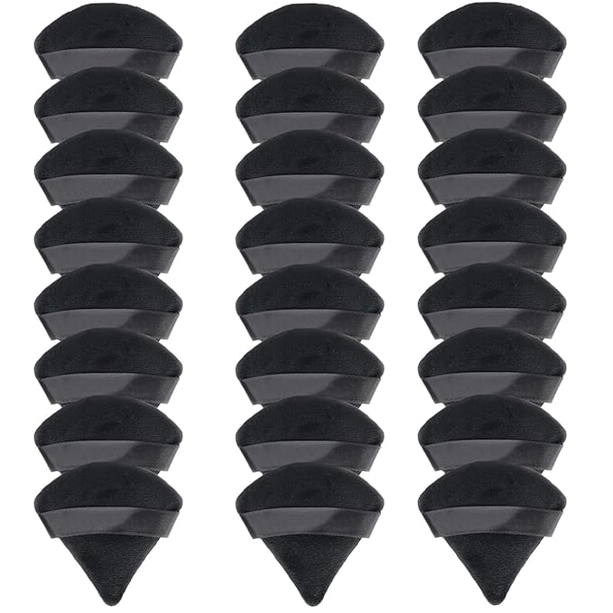 24 Pieces Triangle Powder Puff, Washable Cotton Face Makeup Puff for Loose Powder Body Cosmetic Foundation Sponge Makeup Tool (24Black)