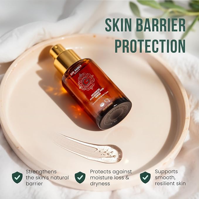 Gin Amber Beauty Hyaluronic Acid Serum - Hydrating Facial Serum, 1 fl oz