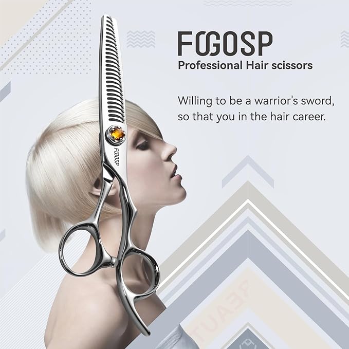 FOGOSP Thinning Shears for Hair Cutting Extremely Sharp Japan VG10 Steel Hairdressing Scissors for Barbers Salon Stylists CNC Craftsmanship Smoothing Cut Barber Scissors for Women Men (Blending Shear)