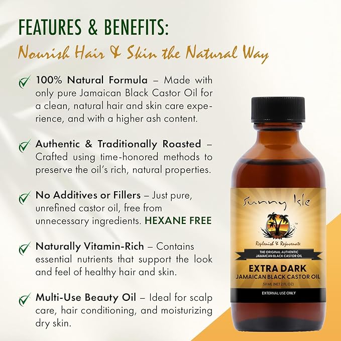 Sunny Isle Extra Dark Jamaican Black Castor Oil 2oz | Richer Thicker JBCO