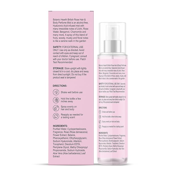 Botanic Hearth British Rose Hair Perfume & Body Mist- 3.4 Fl oz