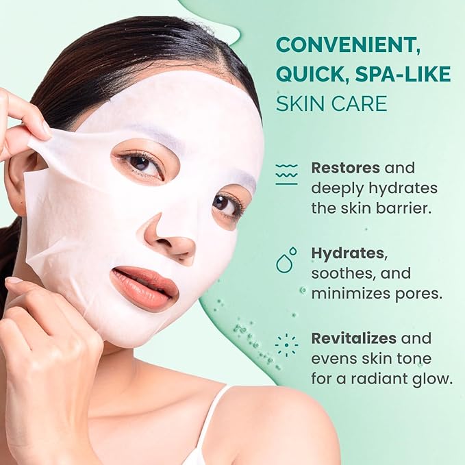 PLANTIFIQUE Korean Sheet Masks, 5 Pack - Hydrating & Nourishing