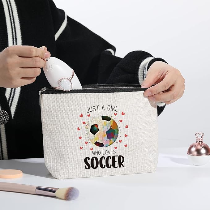 kdxpbpz Soccer Gifts Cosmetic Bag, Soccer Coach Gifts, Team Gift for Lovers Players Fans Birthday Gifts for Women Friend Sister BFF Bestie Her