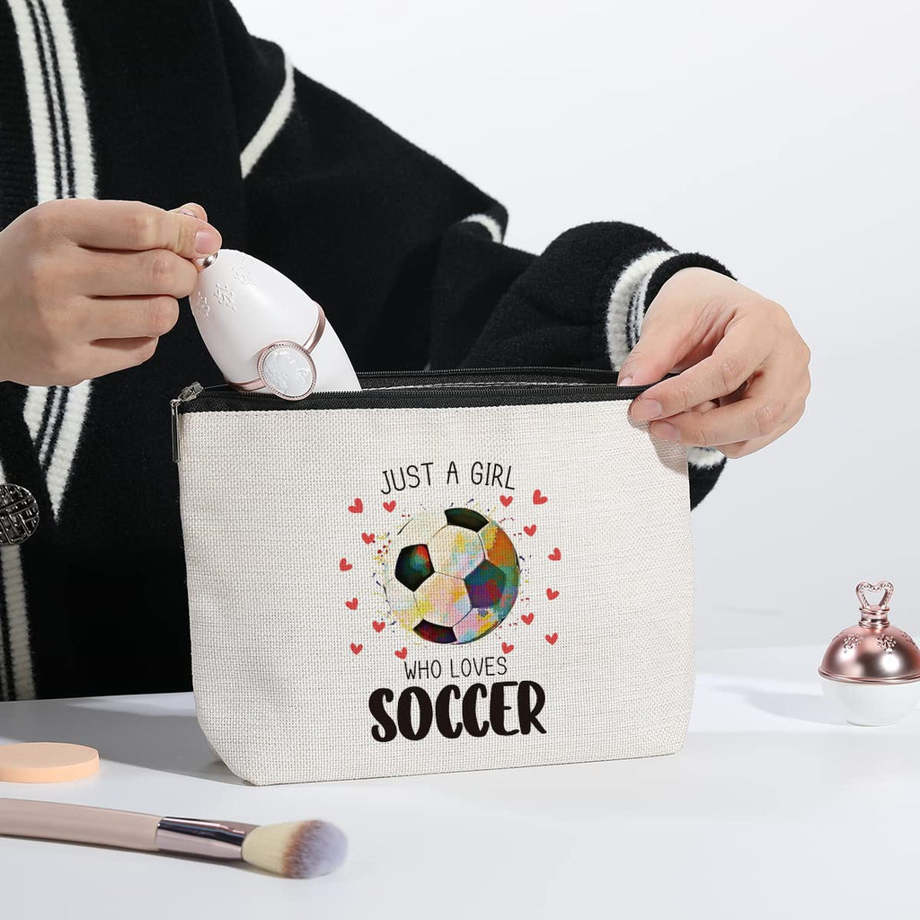 kdxpbpz Soccer Gifts Cosmetic Bag, Soccer Coach Gifts, Team Gift for Lovers Players Fans Birthday Gifts for Women Friend Sister BFF Bestie Her