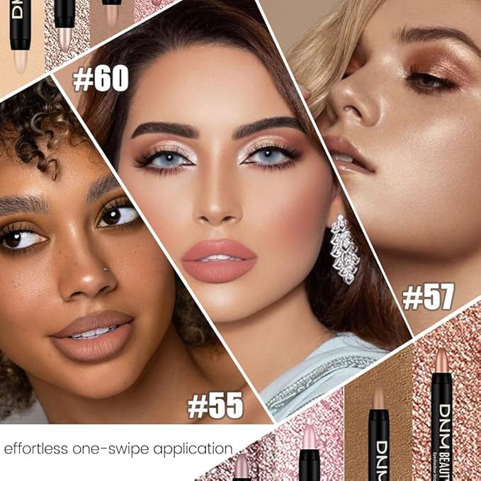 Kaely 8Pcs Cream Eye Shadow Sticks Set, Matte Shimmer Eyeliner Pencil Eyeshadow Palette Makeup, Eye Highlighter Brightener Stick for Older Women Waterproof Pigmented, sombras para ojos, New-09