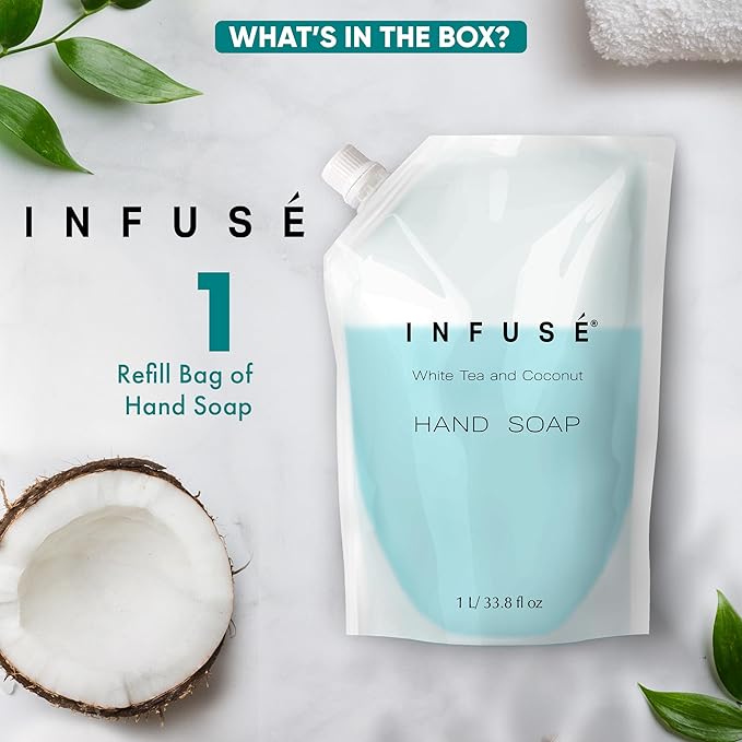 INFUSÉ 1 Liter Hand Wash Refill Bag for Hotel Soap Dispensers, Bulk