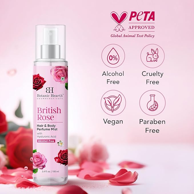 Botanic Hearth British Rose Hair Perfume & Body Mist- 3.4 Fl oz