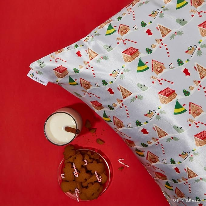 Kitsch x Elf Periwinkle Christmas Satin Pillowcase - King Size 19x36