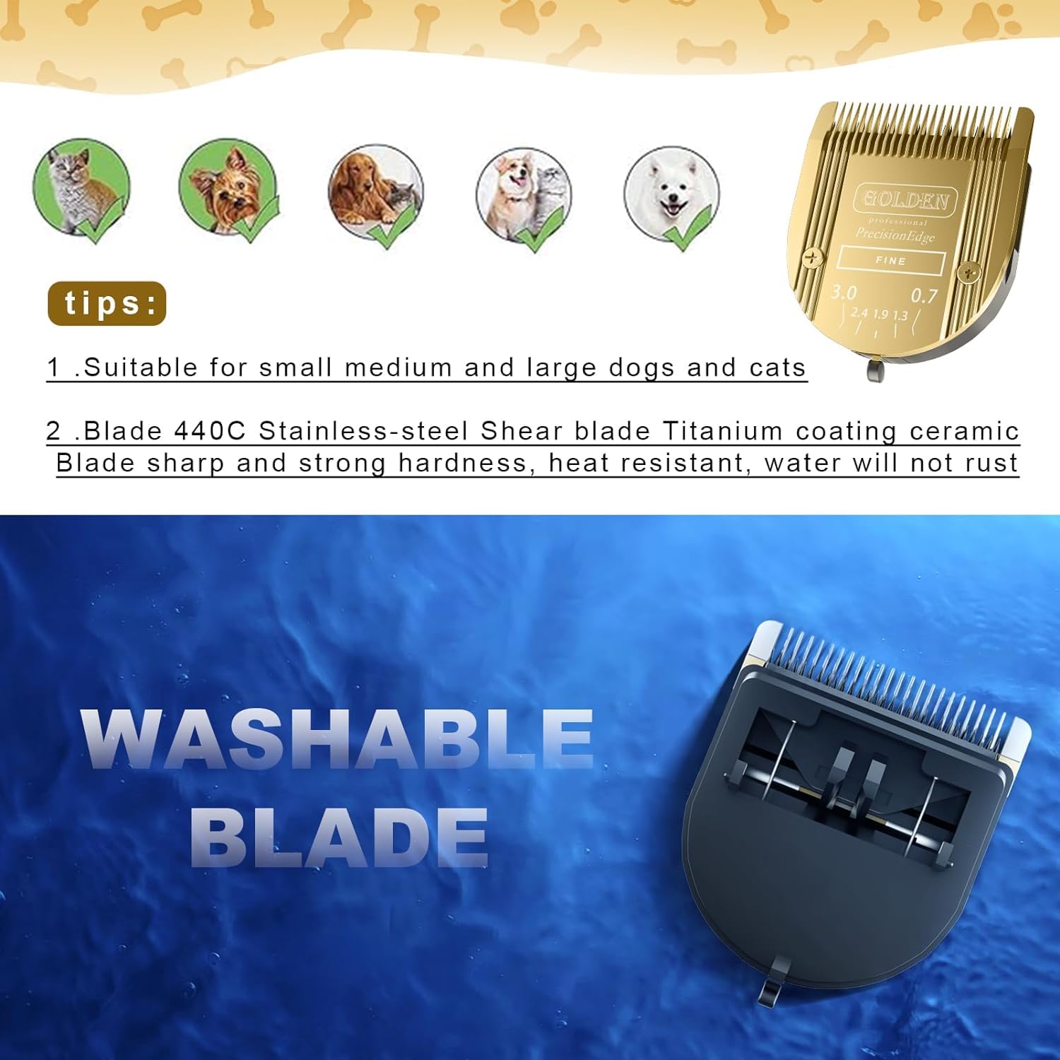 Audoc Adjustable 5 in 1 Blades Dog Grooming Blades for Wahl Bravura