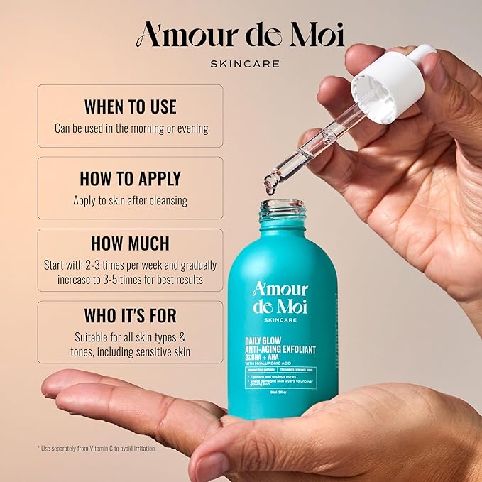 ADM 2% BHA AHA Liquid Exfoliant - Salicylic Acid Serum - Pore Minimizer, Gentle Peel for Blackheads & Wrinkles with Hyaluronic Acid, Fragrance-Free, Hydrating for All Skin Types, 2oz