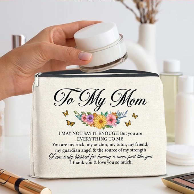 UPNEGE Mom Gifts Makeup Bag Christmas Birthday Thanksgiving Gifts for Mother Mom Cosmetic Bag Zipper Makeup Pouch