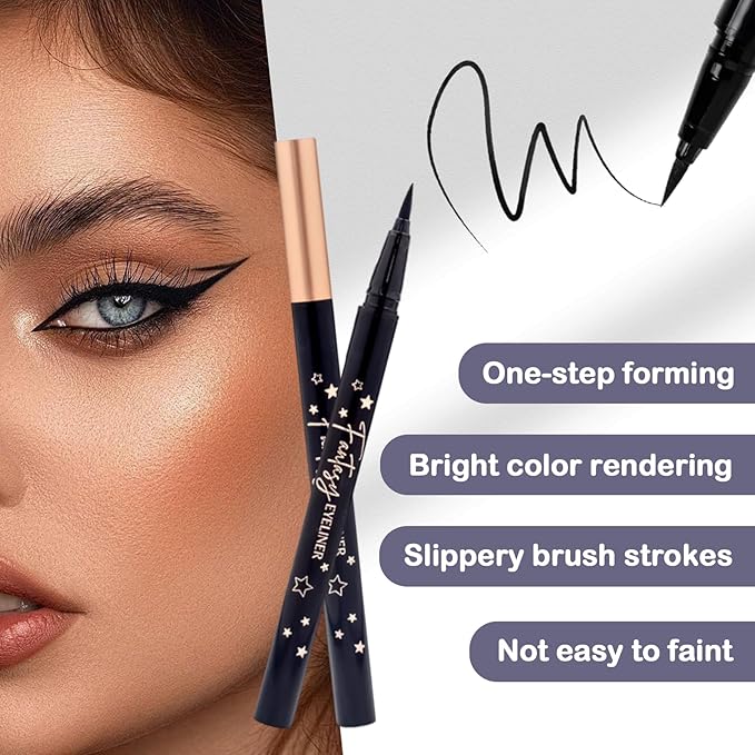 OZ LAB Beauty Fantasy Eyeliner Pen – Ultra-Fine Felt Tip, Waterproof & Smudge-Proof Liquid Eyeliner, 24H Long Wear, Jet Black, Quick-Drying, Cruelty-Free, 0.01 FL.OZ/0.4 ML