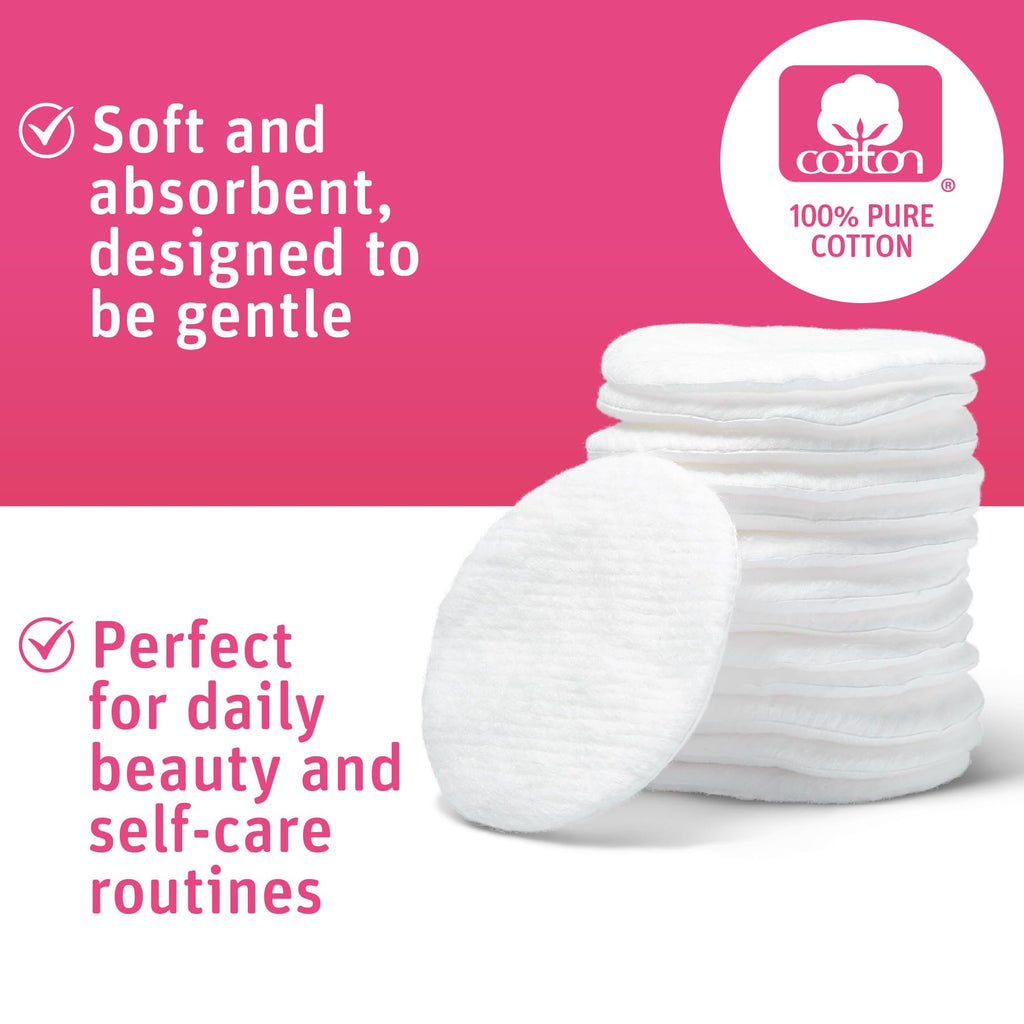 Simply Soft Premium Cotton Rounds, 100% Pure Cotton, Absorbent Cotton Pads, 100 Count (Pack of 6)