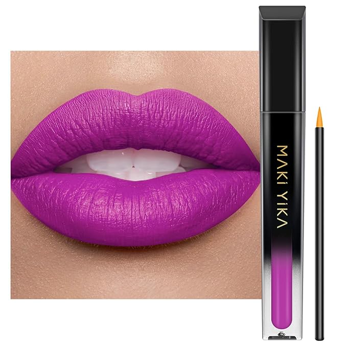 MAKI YIKA Purple Lipstick Matte Liquid for Women Color Stay Long Lasting Lipsticks