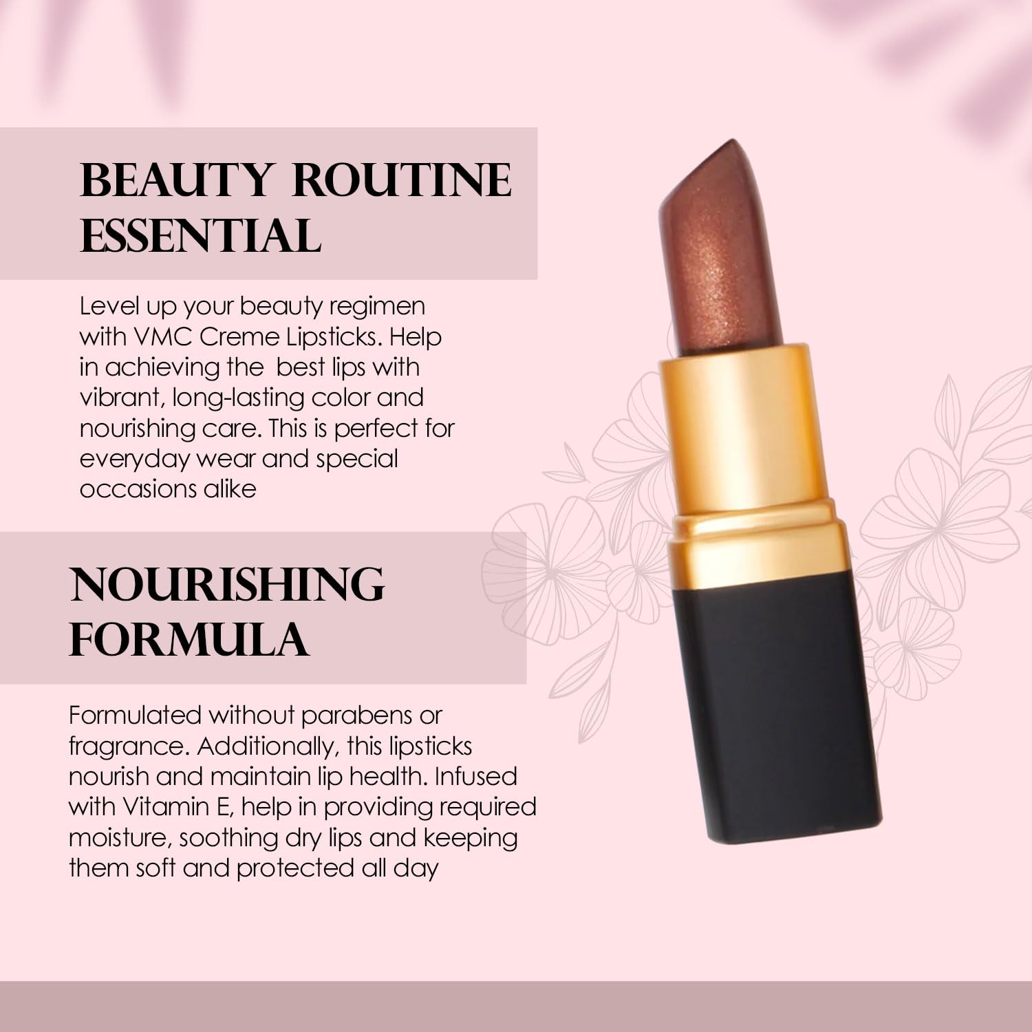 Vera Moore Creme Lipstick, Long Lasting, Lightweight, Moisturizing Opaque Color with Staying Power, Fragrance, and Paraben Free Cosmetics Soft Lipstick (Glamorous)