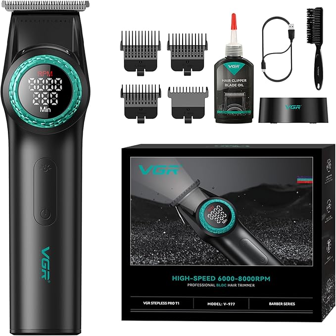 VGR 977 Cordless Hair Trimmer for Men with Zero-Gap T-Blade, Black