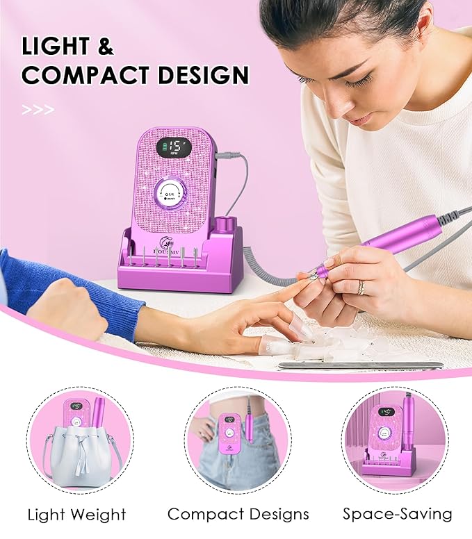 Portable Nail Drill Electric File: Professional E File Machine 40000RPM