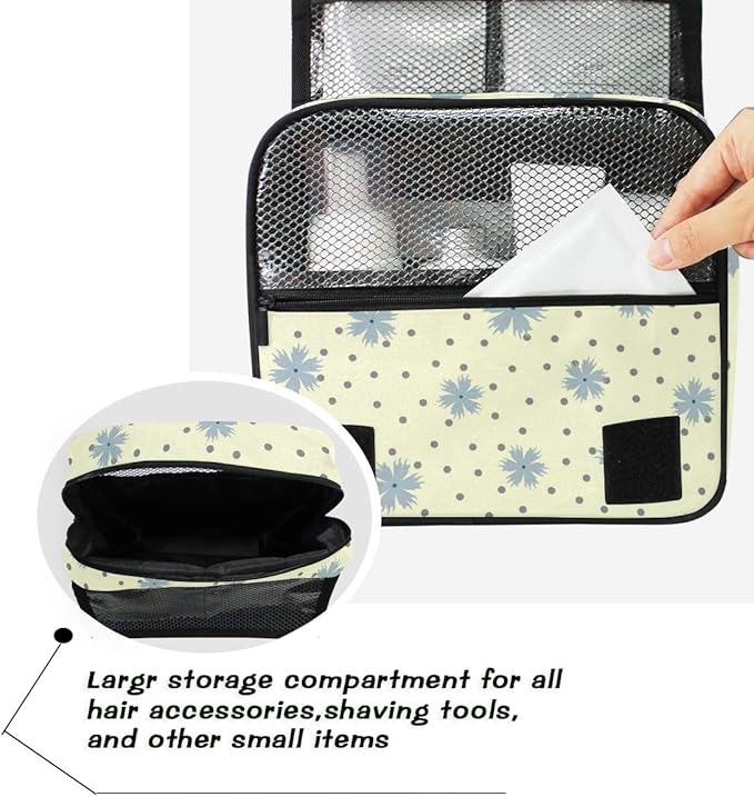 senya Hanging Travel Toiletry Bag Flowers Round Dot Kit Makeup Case Cosmetics Organizer for Men Women overnight