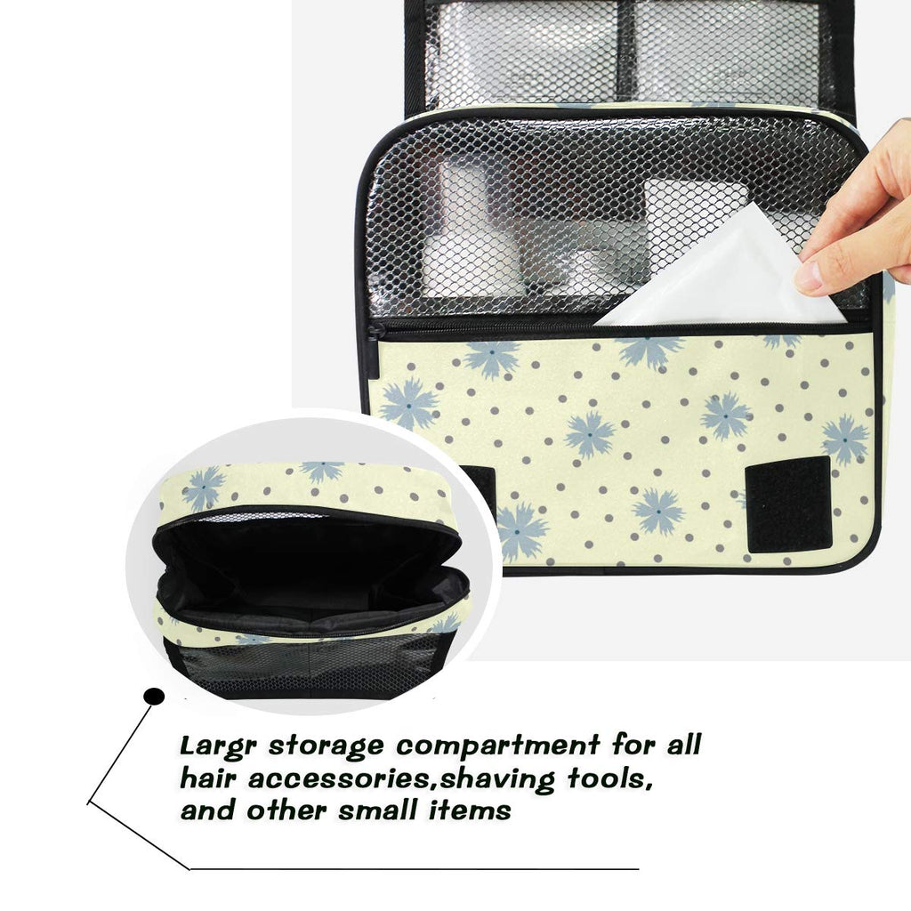 senya Hanging Travel Toiletry Bag Flowers Round Dot Kit Makeup Case Cosmetics Organizer for Men Women overnight