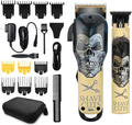 Professional Hair Clippers for Men, Professional Barber Clippers and Trimmer Set, Cordless Skull Hair Clipper Grooming Kit Gift for Men Women Kids -dark golden