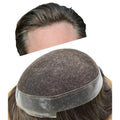 FACE MIRACLE Lace Front Mens Toupee Human Hair System Swiss Lace Center Toupee for Men Thin Skin PU Around Hair Replacement System V-Looped Mens Hair Wig Units 6"X9" 1B# OFF BLACK