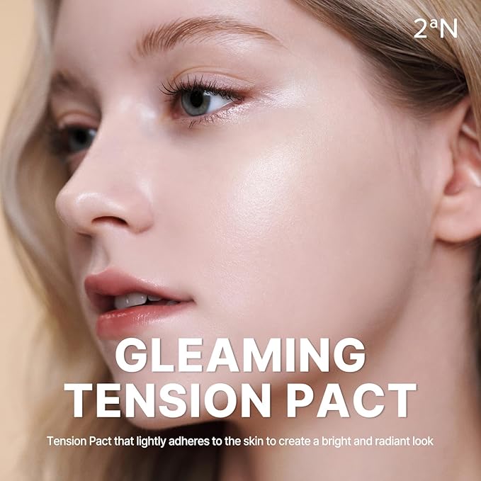 2aN Gleaming Tension Cushion Foundation Pact #25 Sand Beige, Korean Cushion Foundation Makeup, Lightweight & Buildable Coverage with Ceramides and Centella Asiatica (0.45 oz)