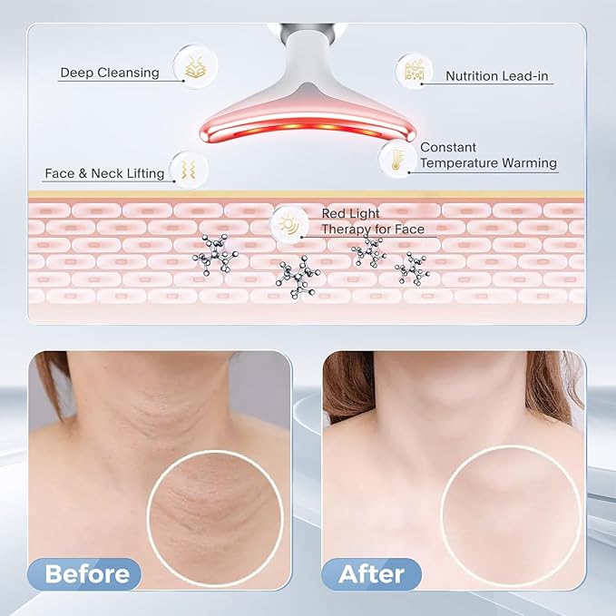 MCSYPOAL 7-in-1 Deplux Face Neck Massager for Skin Care at Home, Facial Massager Glossy Black
