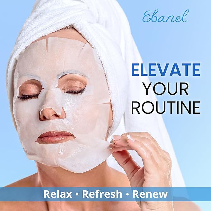 Ebanel 40-Pack Collagen Face Mask with Hyaluronic Acid, Vitamin C, Peptide