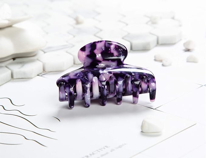 Prettyou Handmade Celluloid Acetate French Design Barrettes Tortoise Shell Claws Hair Claw Luxury Fashion Accessories Hair Clip for Women (Purple)
