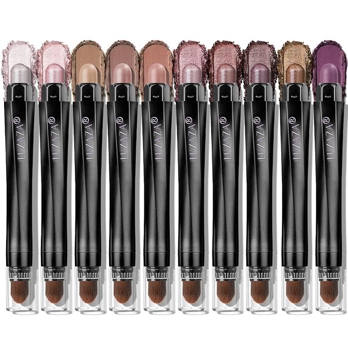 LUXAZA PRO Plum Eyeshadow Stick Makeup Set 10PCS, Neutral Shimmer And Matte Cream Eye Shadow Palette, Metallic Bronze Smoky Eyeliner Brightener Crayon Pencil Kit, Ideal Gift for Women -Cocoa Crush