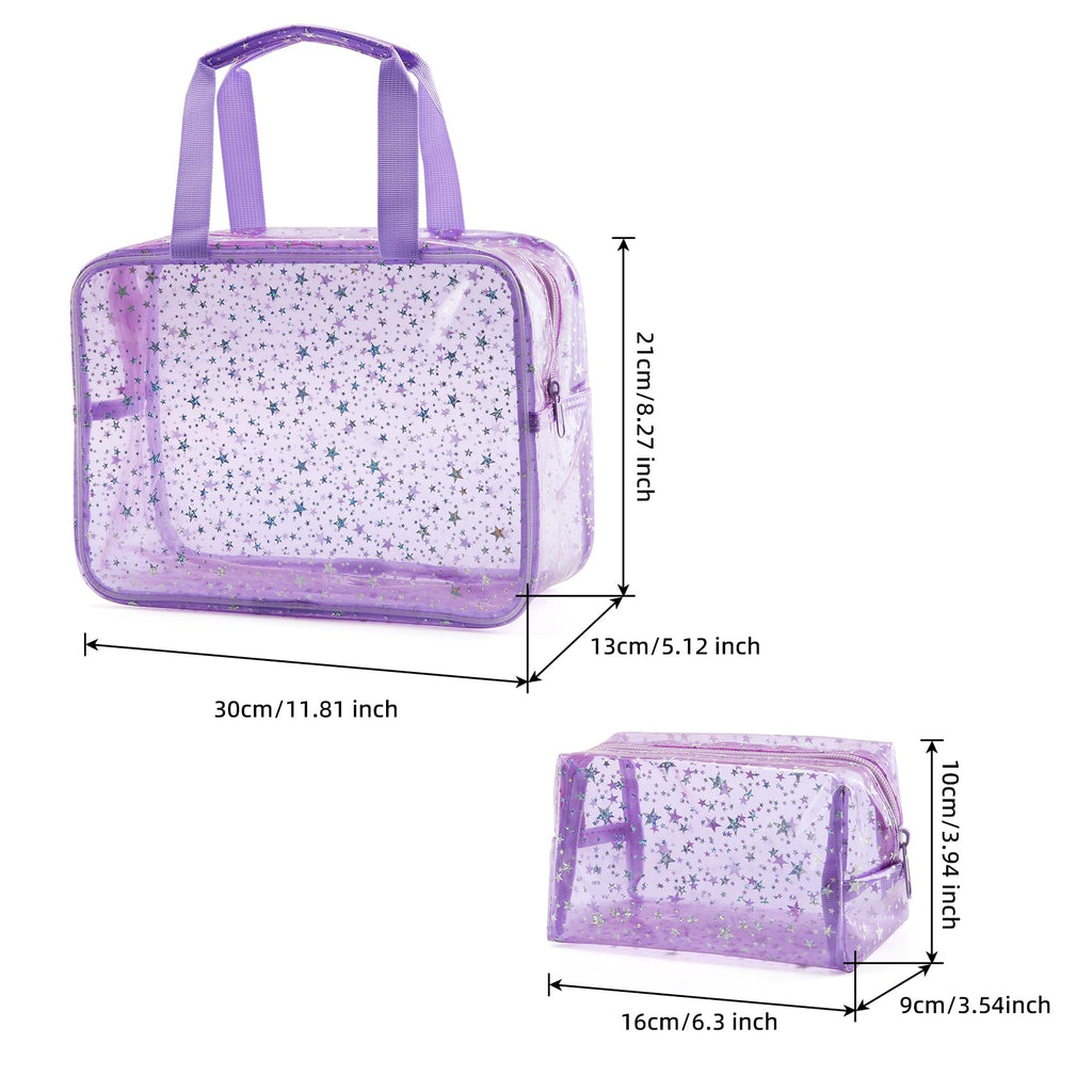 Yaopeing 2Pcs PVC Clear Makeup Bag Cosmetic Case Travel Toiletry Bags