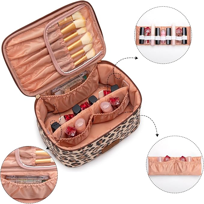 Wrangler Travel Makeup Bag 2pcs Set Cosmetic Bag with Makeup Brush Holder