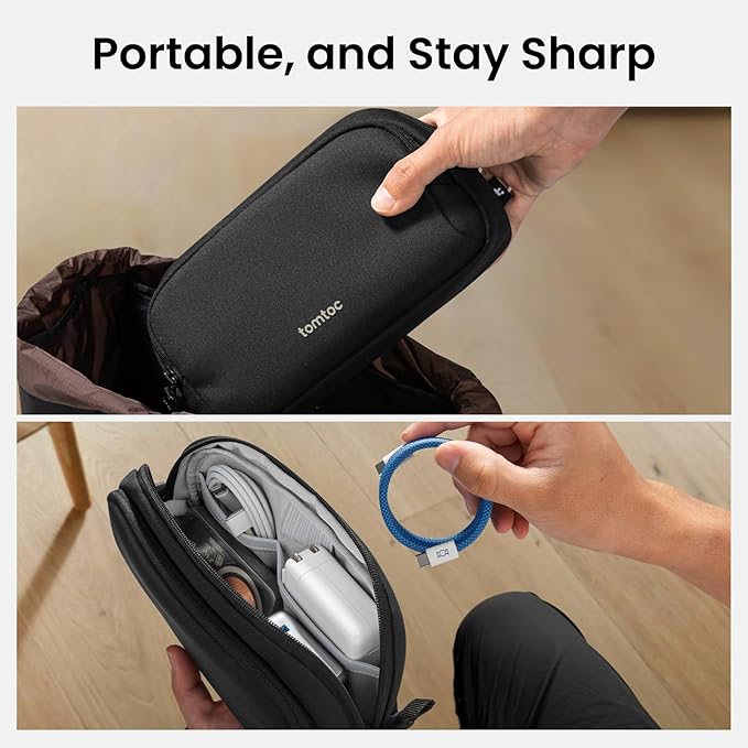 tomtoc Electronic Organizer Travel Case, Dual Compartment Tech Organization