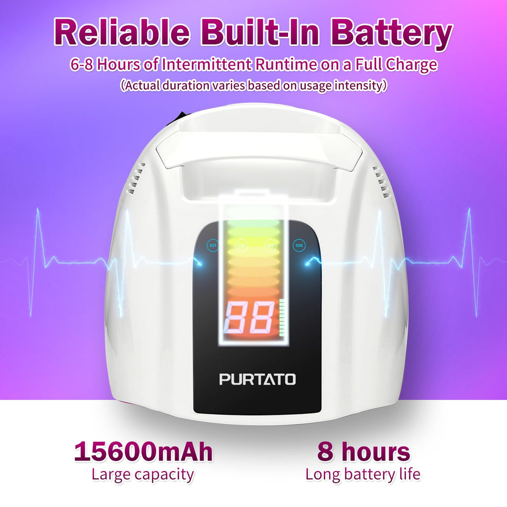 PURTATO Professional Rechargeable 96W UV LED Portable Cordless UV Light for Nail Lamp Machine with Removable Stainless Steel Bottom,4 Timer Setting and Smart Sensor Nail Dryer (White)
