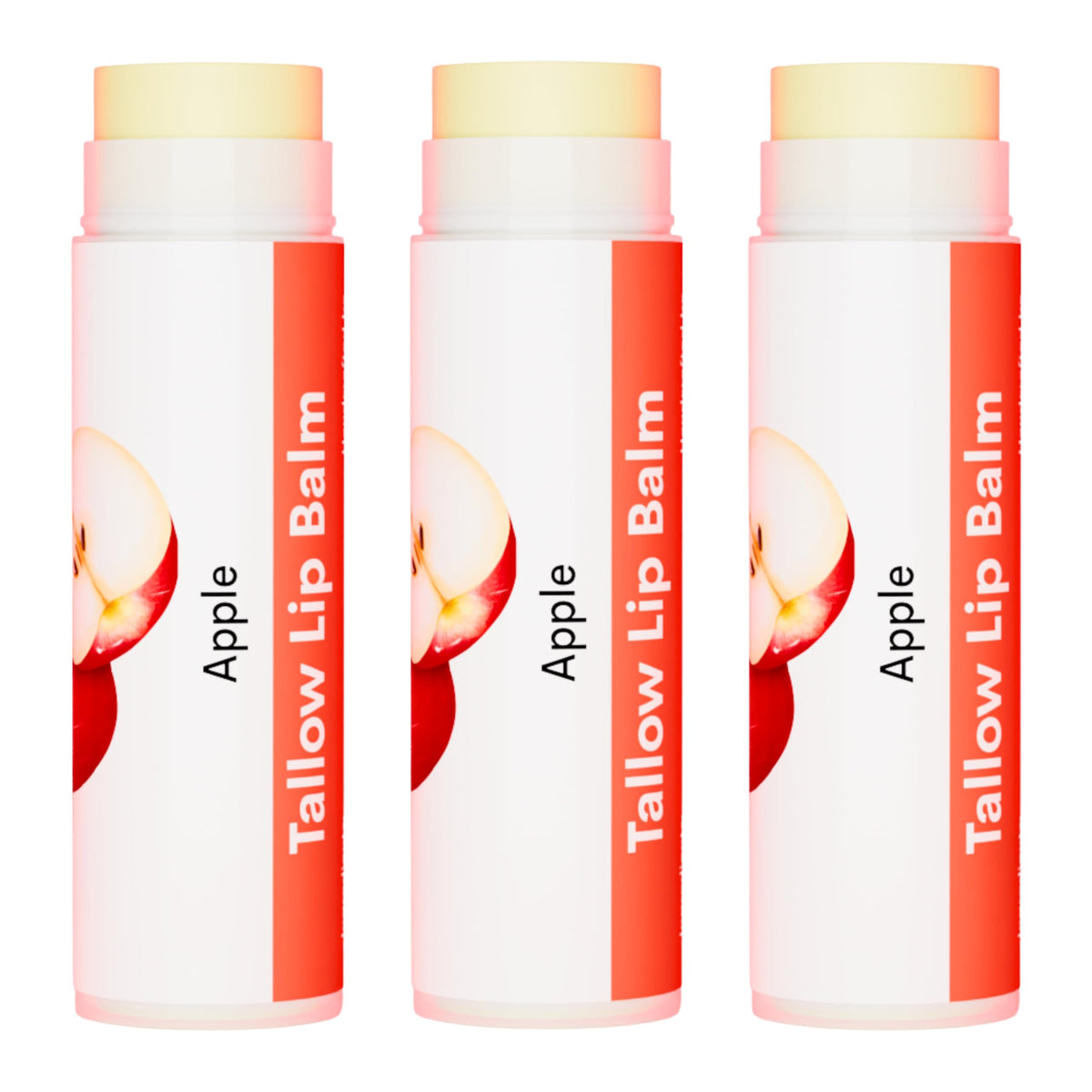 Tallow Lip Balm by Cattle Creek – All-Natural Ingredients, Long-Lasting Moisture and Hydration for Dry, Cracked, and Chapped Lips, Soothing Formula for Soft Skin (Pack of 3, Red Cherry)