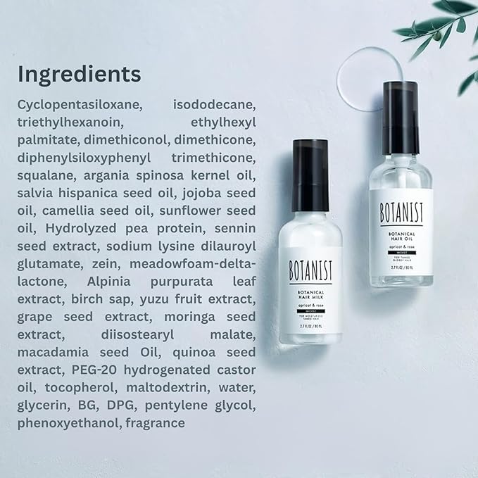 Botanist Natural Hair Oil Spray for Dry Hair, Hydrating Hair Oil Mist for Women & Men with Jojoba Oil& Organic Extracts, Scalp Oil Treatment for Dry Itchy Scalp from Japan MOIST 2.7Fl Oz APRICOT& ROSE