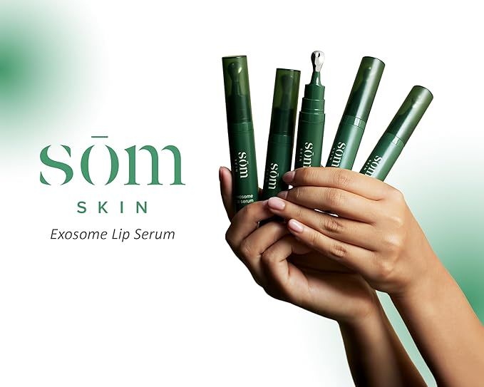 SŌM Skin Exosome Lip Serum | Hydrating & Anti-Aging Lip Formula, Reduces Fine Lines & Wrinkles, Microbead Exfoliation, Plumps & Nourishes