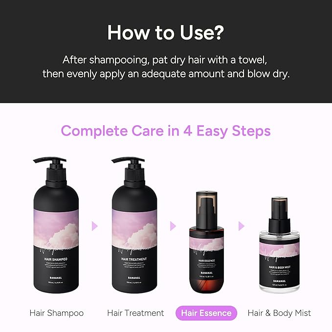 BANANAL 2-in-1 Hair Serum & Perfume Oil - Korean Hair Care, Moroccan Argan Oil & 12 Amino Acids for Dry Damaged Hair, Anti-Frizz Glass Hair Shine, Paraben-Free, White Floral Musk, 3.38 fl oz