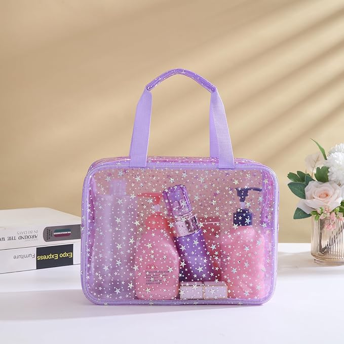 Yaopeing 2Pcs PVC Clear Makeup Bag Cosmetic Case Travel Toiletry Bags