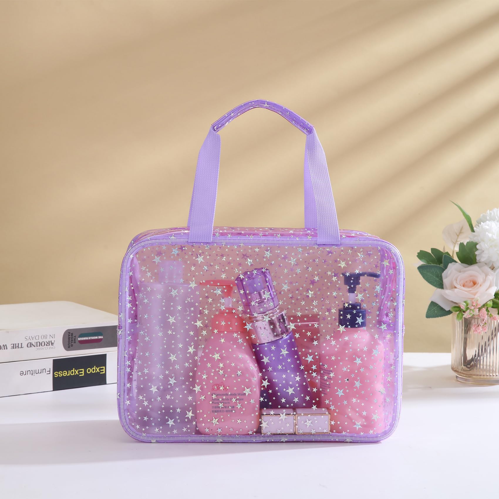 Yaopeing 2Pcs PVC Clear Makeup Bag Cosmetic Case Travel Toiletry Bags