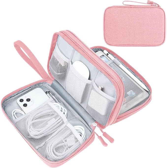 FYY Electronic Organizer, Travel Tech Pouch Bag, Large, Pink
