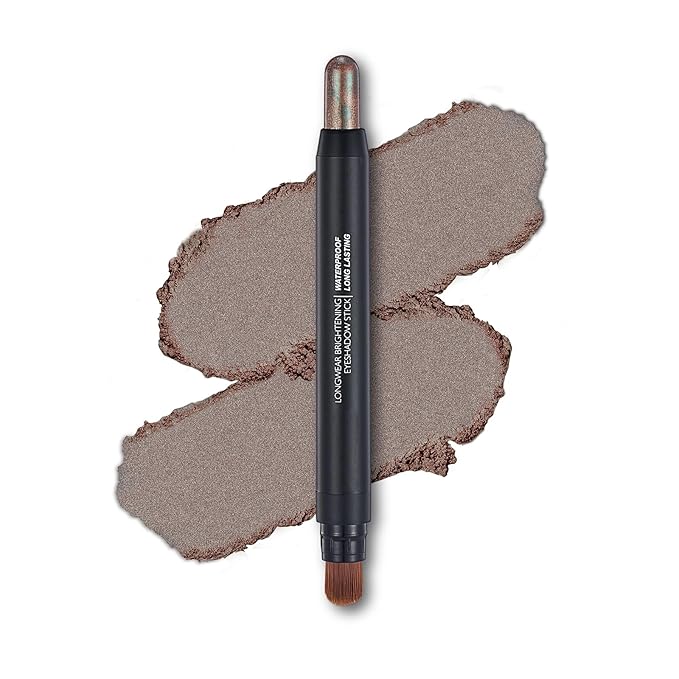 Melsintern Coffee Brown Dual Ended Eyeshadow Stick 12 Colors Matte and Shimmer Waterproof Long Lasting Creamy Eyeshadow Pencil for Smokey Eye Natural Everyday Makeup