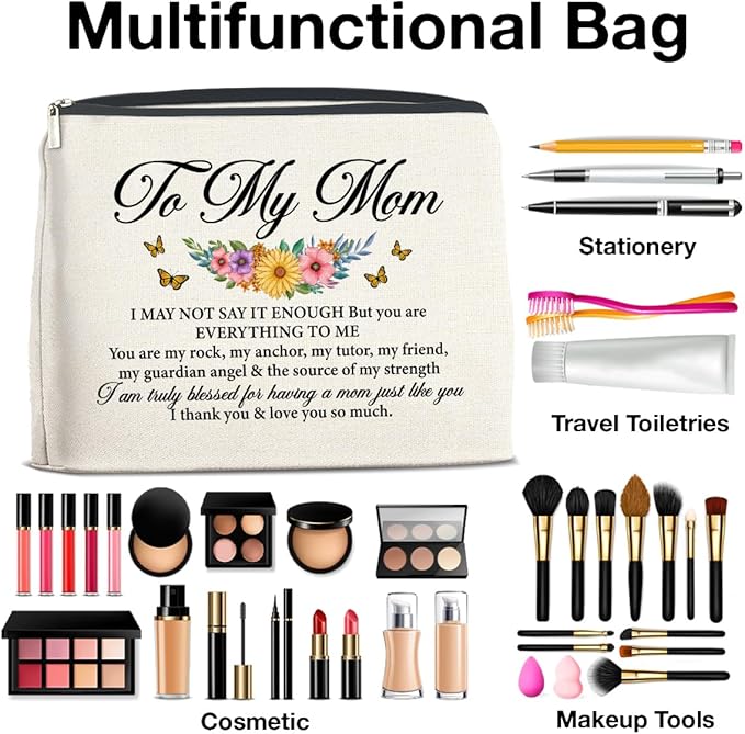UPNEGE Mom Gifts Makeup Bag Christmas Birthday Thanksgiving Gifts for Mother Mom Cosmetic Bag Zipper Makeup Pouch
