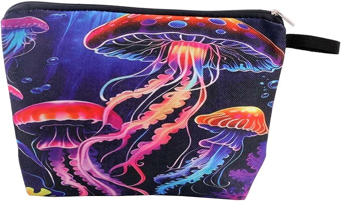 Pebarmnt Cute Animal Lovers Gifts Tropical Jellyfish Cosmetic Bag Makeup Pouch with Zipper (jellyfish)