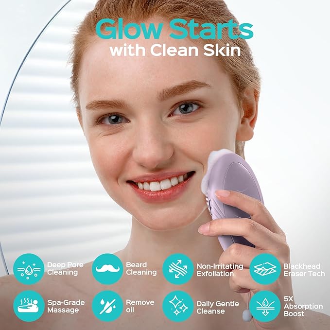 COSLUS FBS01 Facial Cleansing Brush Face Scrubber, Compact for Travel