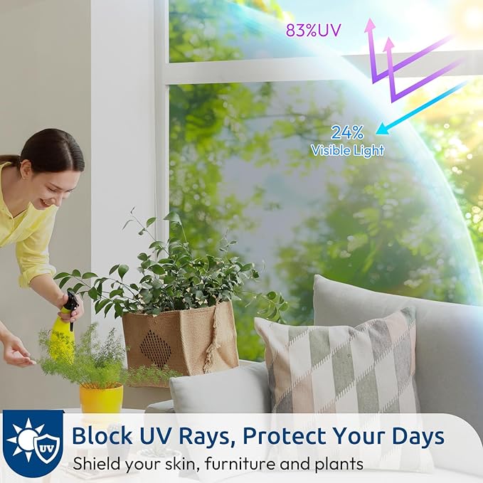 rabbitgoo Window Privacy Film One Way, 35.4" x 118.1", Silver