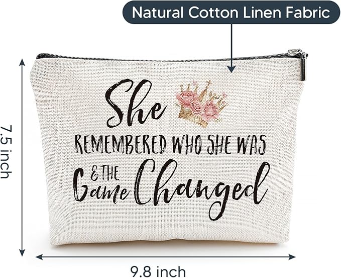 Canvas Makeup Bag for Women, Inspirational God Says I Am Cosmetic Pouch, 70th 80th Birthday, Travel Toiletry Organizer with Sports & Floral Patterns (The Game Changed)